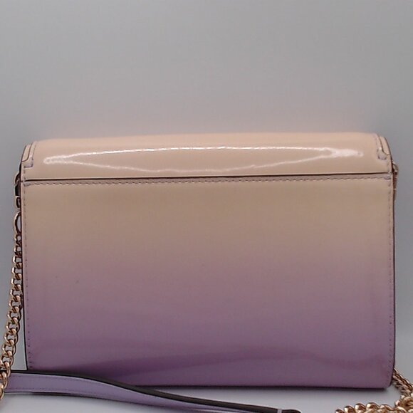 USED Tory Burch Emerson dip dye chain crossbody wallet sweet corn lavender - Picture 2 of 6